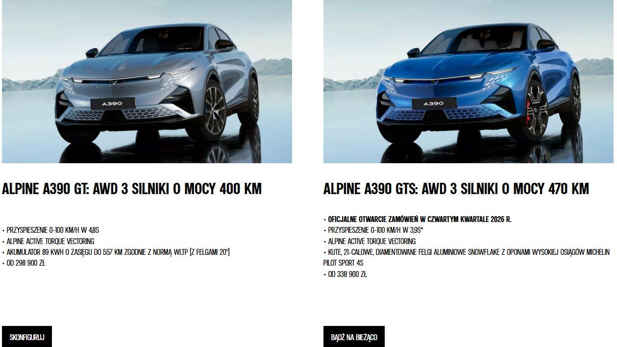 Alpine A390 cena Wiadomości