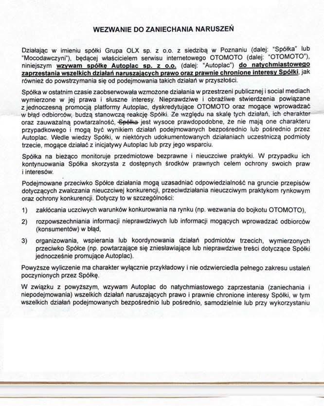 Autentyczność pisma potwierdził nim Autoplac